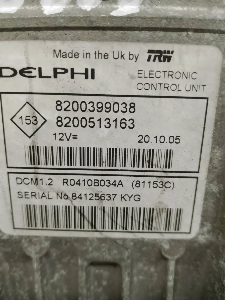 фото №3, Блок управления бортовой компьютер двигателя renault modus 8200399038