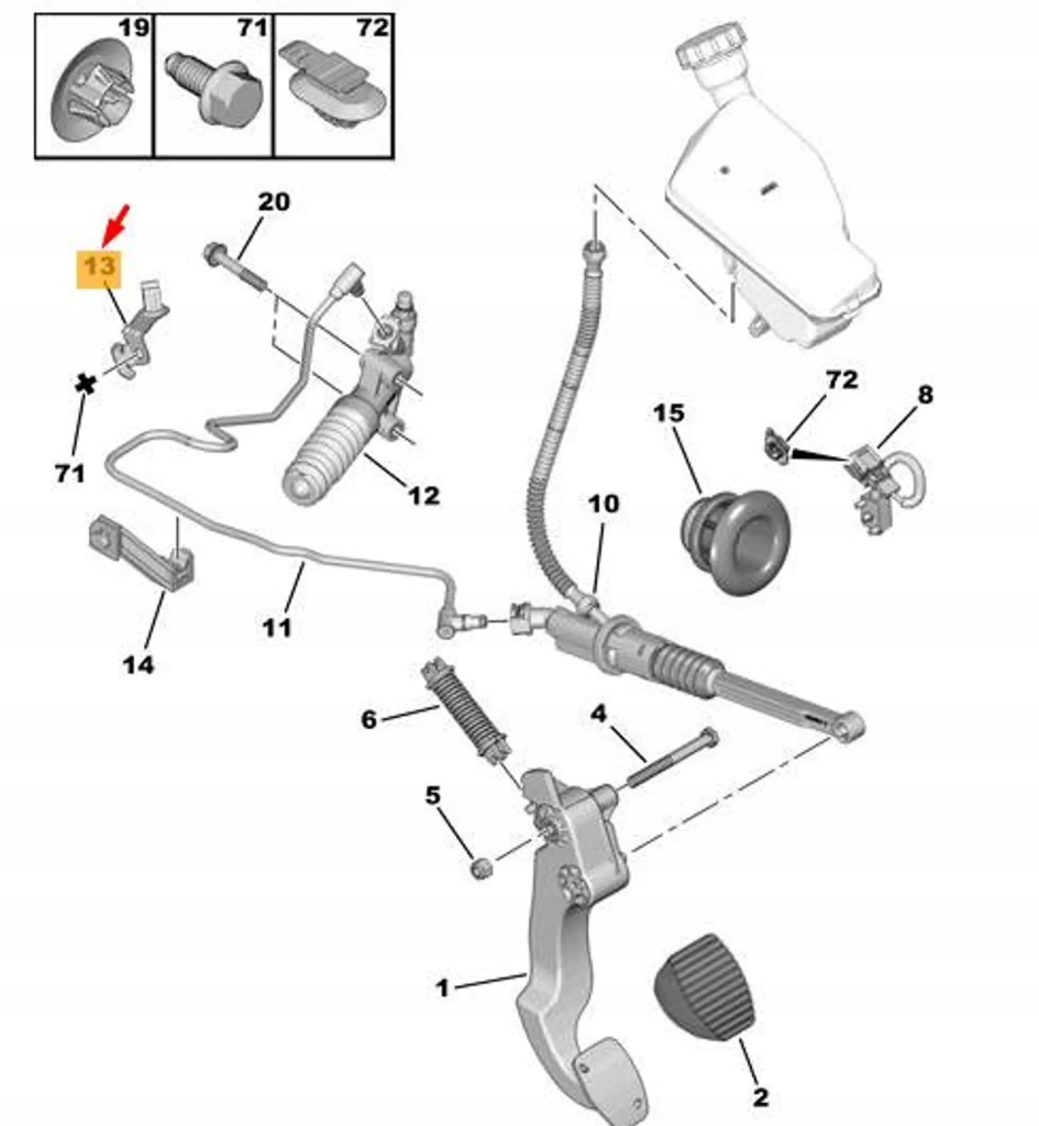 фото №1, Citroen c3 16- кронштейн трубка сцепления 9804237480
