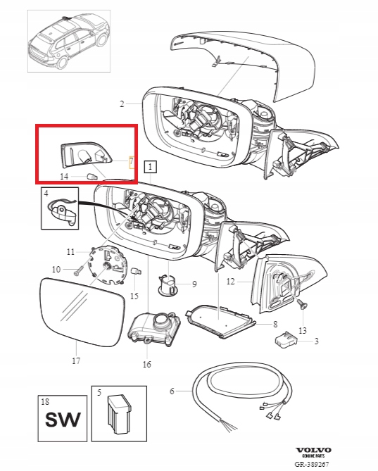 фото №1, Поворотник зеркало volvo xc60 -13 правый