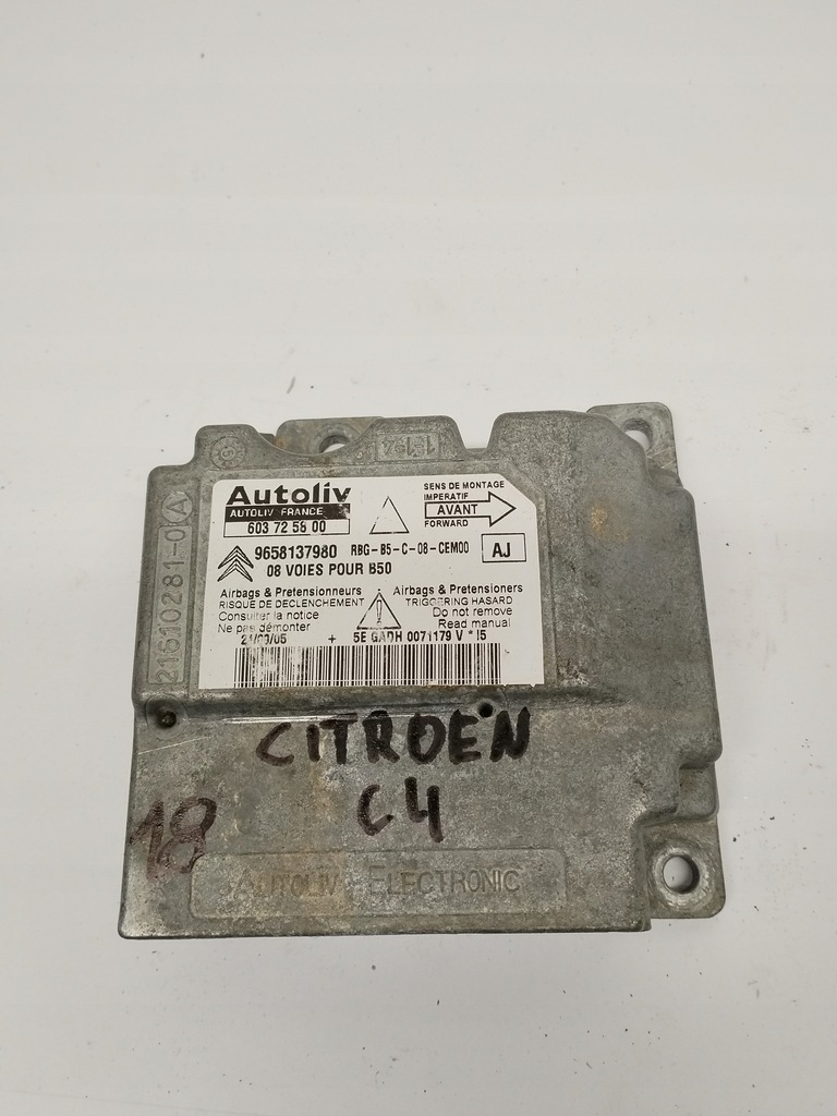фото №1, Модуль блок керування датчик подушка безпеки citroen 9658137980