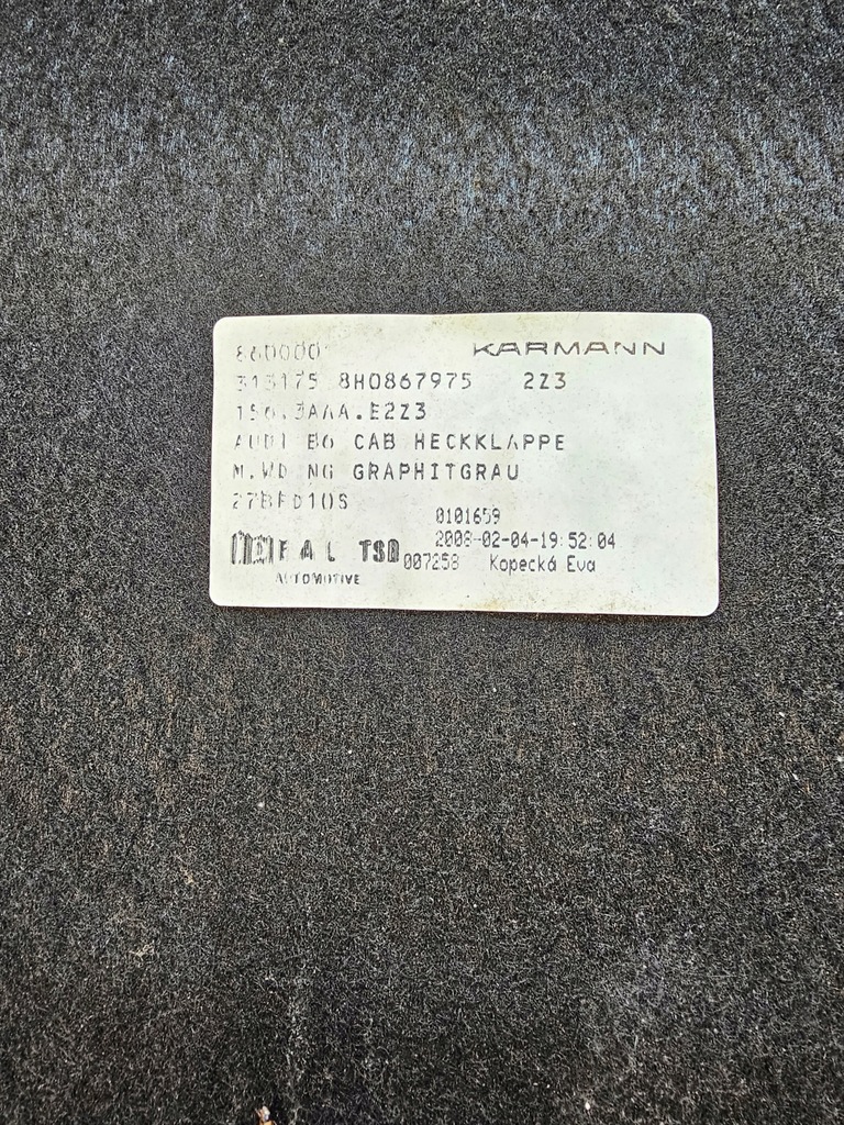 фото №6, Оббивка кришки задня audi a4 b7 cabrio 8h0867975