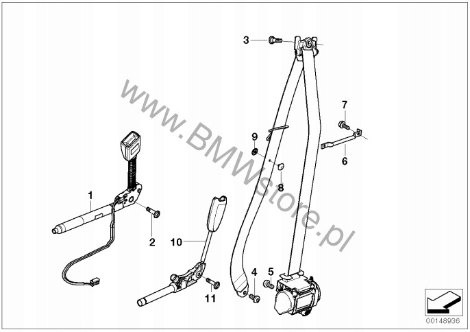 фото №9, Bmw 5 e60 e61 натяжитель поперечина pas безопасности левый перед чёрный eu