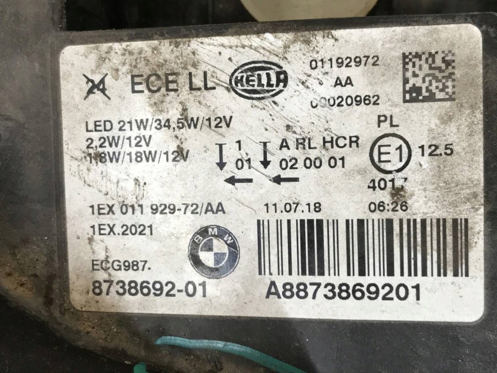 фото №16, Bmw 1 f20 f21 лампа передняя правая перед 8739572