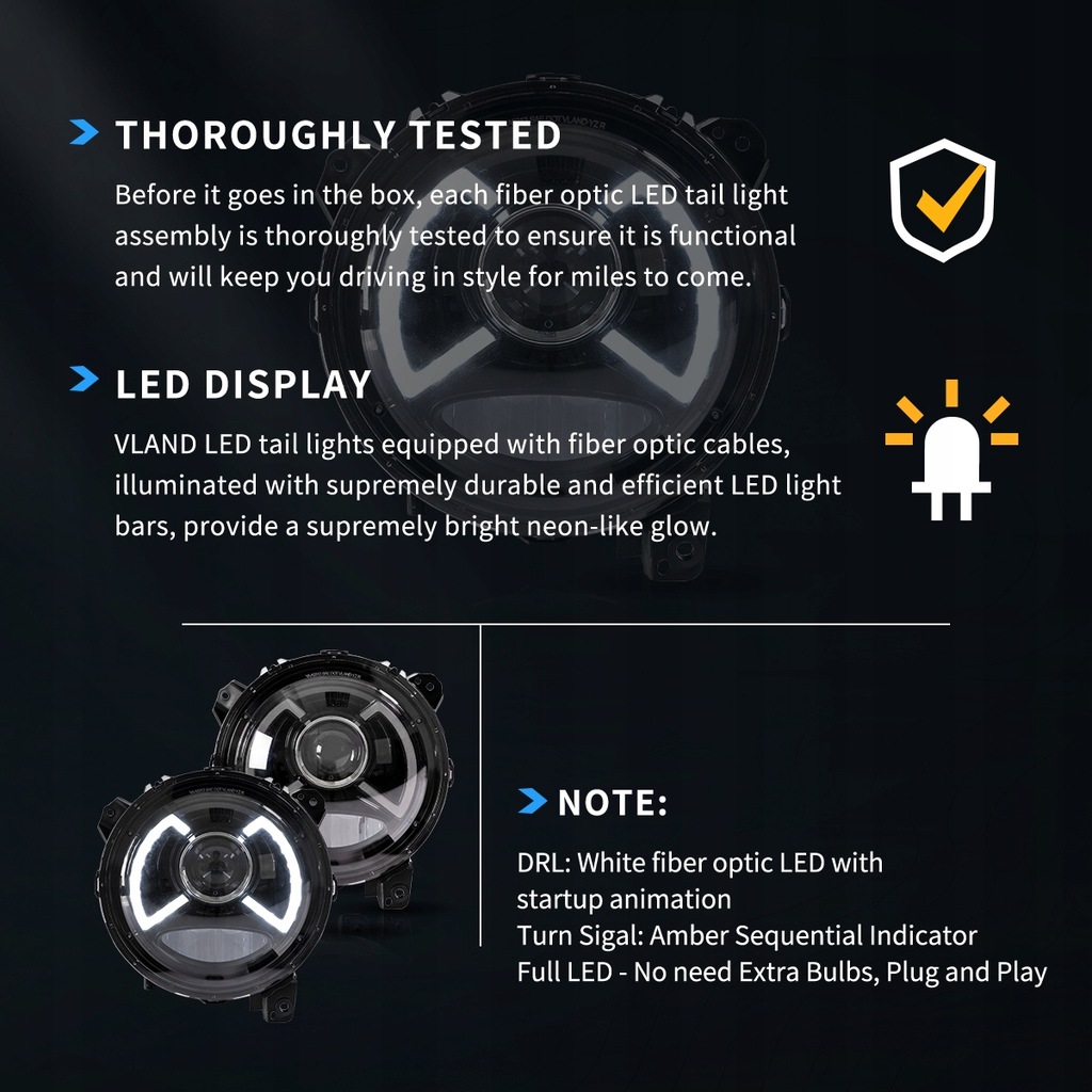 фото №13, Jeep wrangler jl gladiator jt 2018-23 лампа лампы 9'' full led europa vland