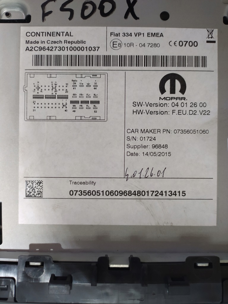 фото №4, Fiat 500 x радио радиопроигрыватель