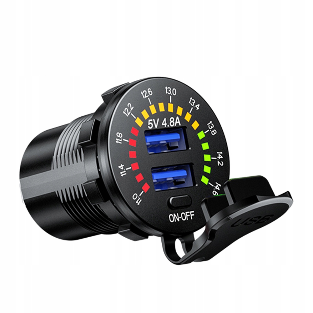 фото №1, Зарядний пристрій автомобіль 2x usb 4.8a woltomierz вимірювач