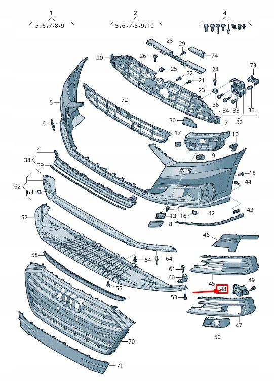 Купити Audi a8 4n лівий передній бампер захист накладка 4n0807819