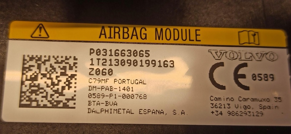 фото №6, Volvo v60 cc подушка подушка безопасности пассажира 31663065