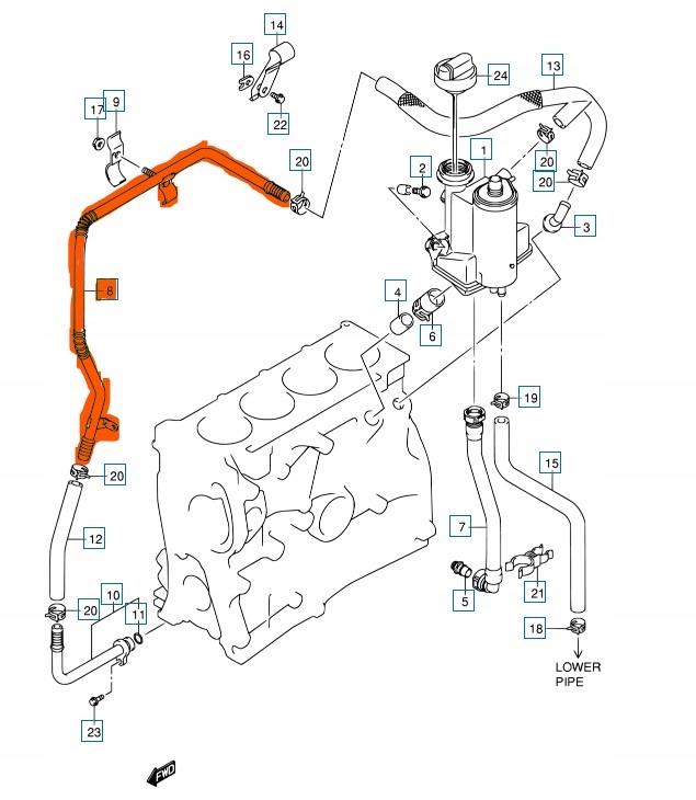 фото №7, Трубка оливи suzuki grand vitara ii 1.9ddis шланг вентиляція картера відповітрювач