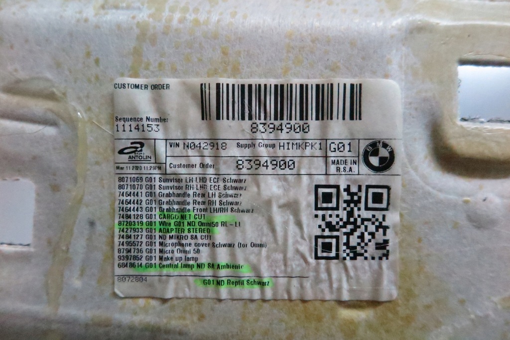 фото №11, Стеля стельова панель стеля підкрилок bmw x3 g01