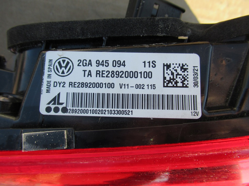 фото №2, Volkswagen оригинальный номер 2ga945094 лампа задняя комбинированная