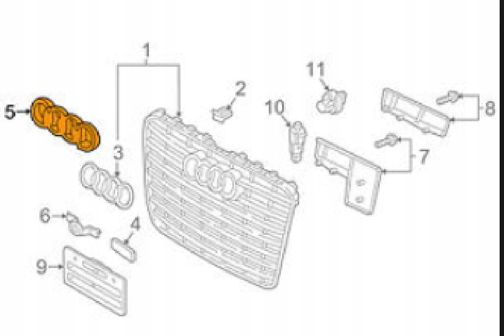 фото №7, Audi a8 d4 передній бампер емблема na решітка радіатора радіатора кронштейн 4h0853169d