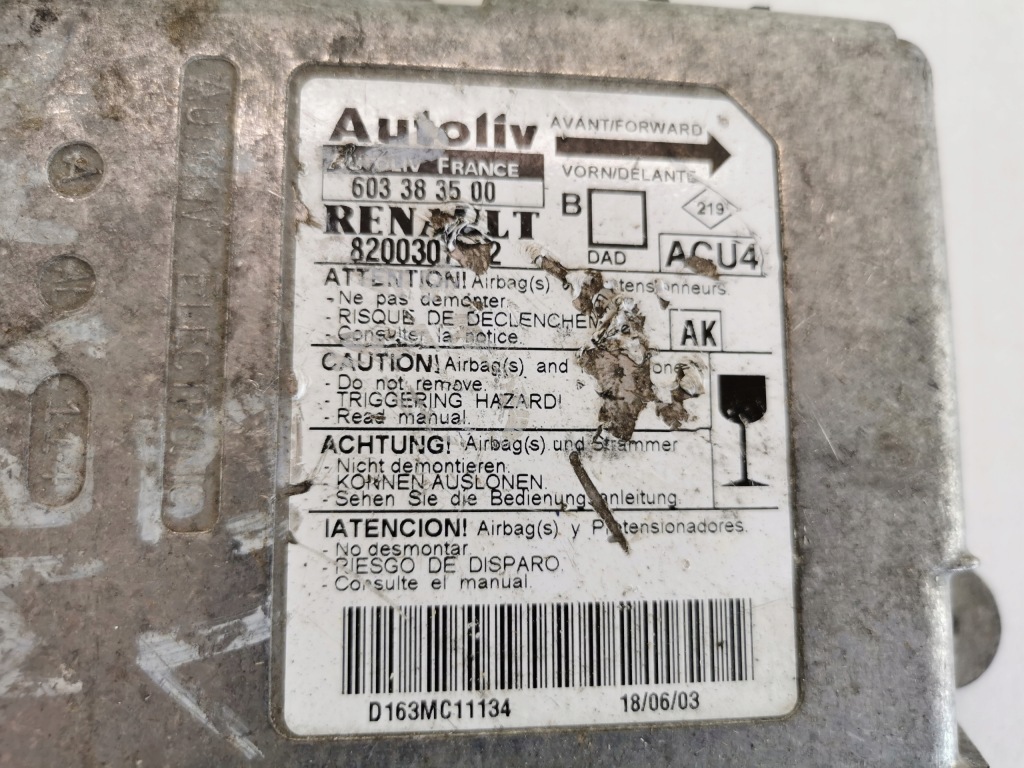 фото №2, Renault megane ii модуль датчик подушка безопасности 603383500