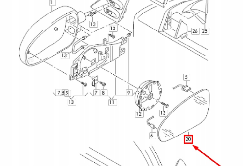 фото №9, Audi a4 rs4 b7 дзеркало передні ліва скло nowe оригінальні 8e0857535ah