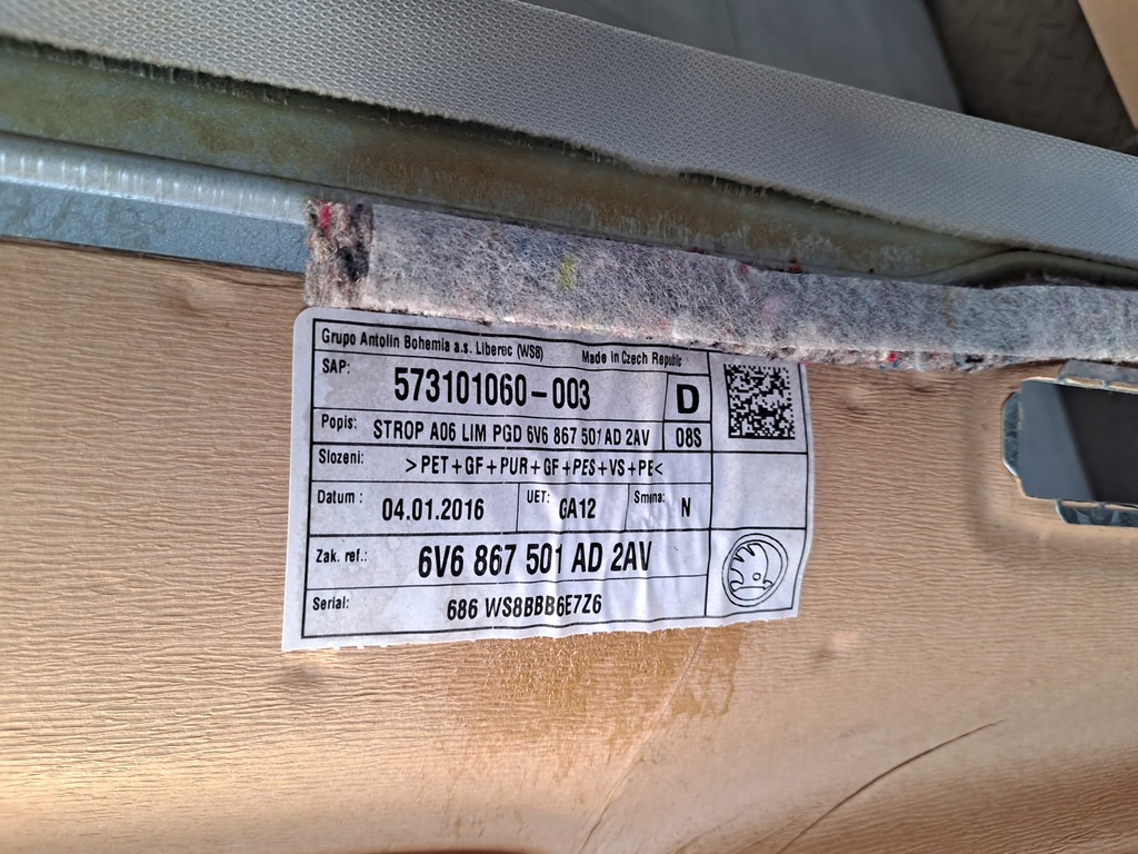 фото №8, Потолок панорама skoda fabia iii hb 6v6867501ad