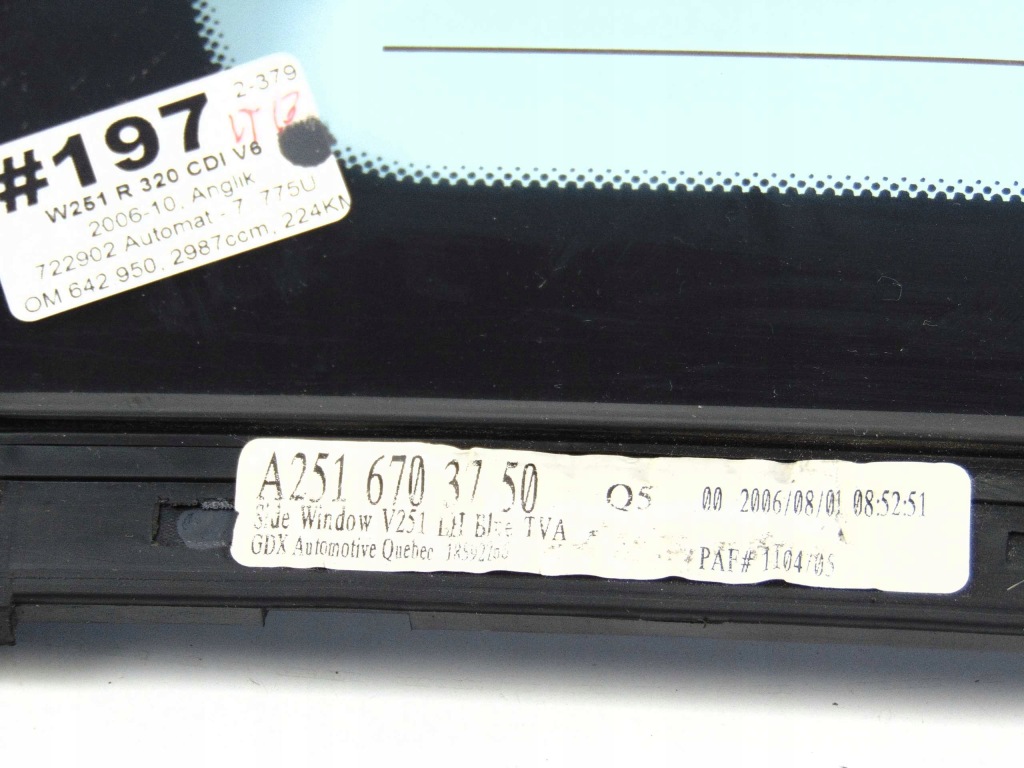 фото №4, Mercedes r klasa w251 long скло лівий задня трикутник