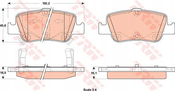 фото №2, Тормозные диски тормозные колодки задняя trw toyota auris