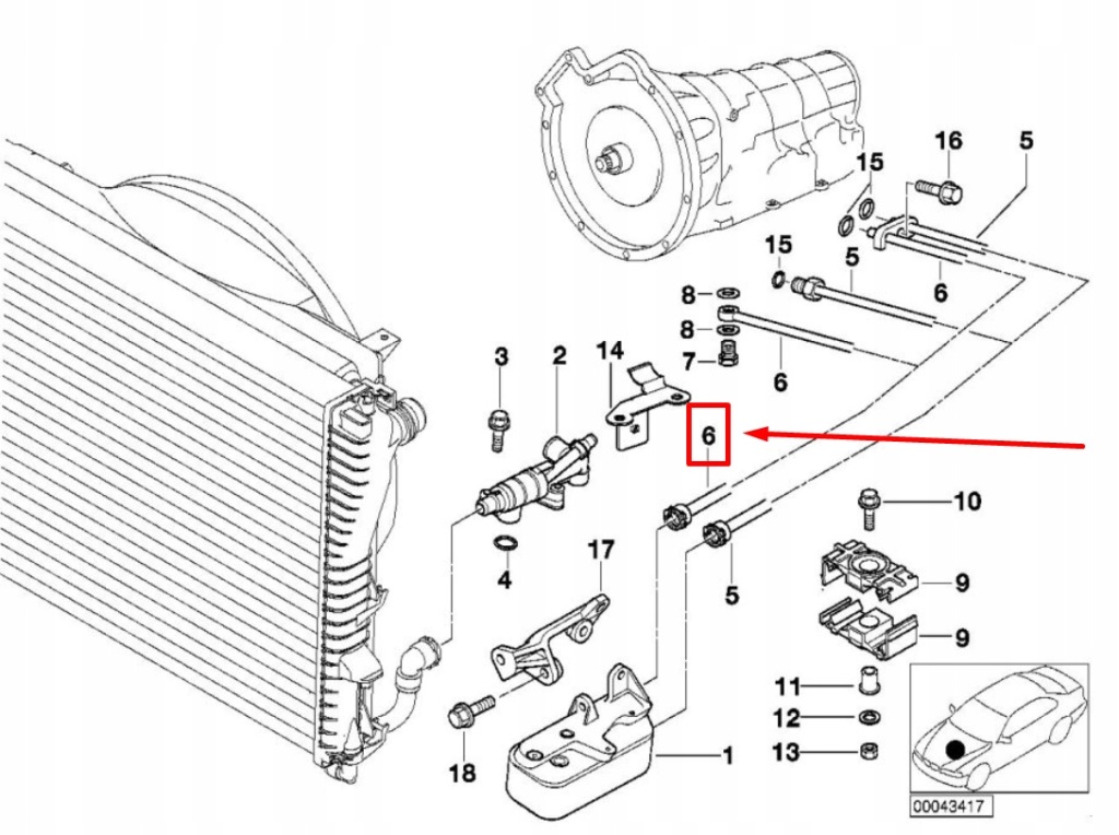 фото №7, Bmw 5 e39 пабтрубок  впускной радиатора масла 17221711464 1711464 оригинальный