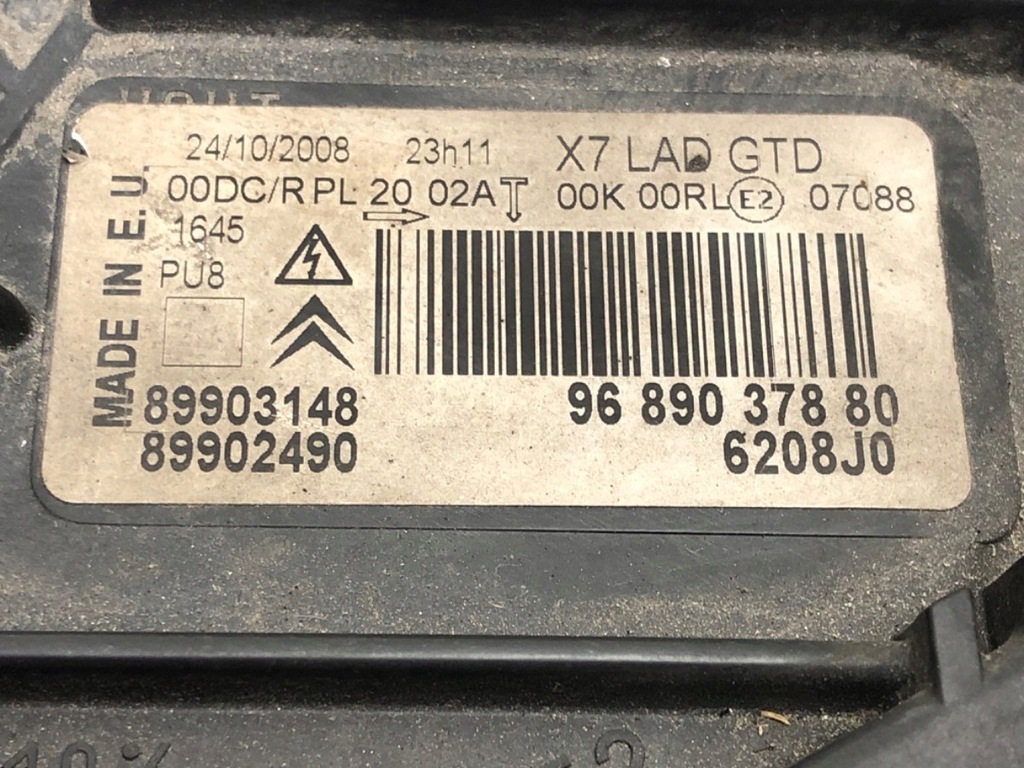 фото №8, Фара лівий перед citroen c5 iii 9689037880 лампа