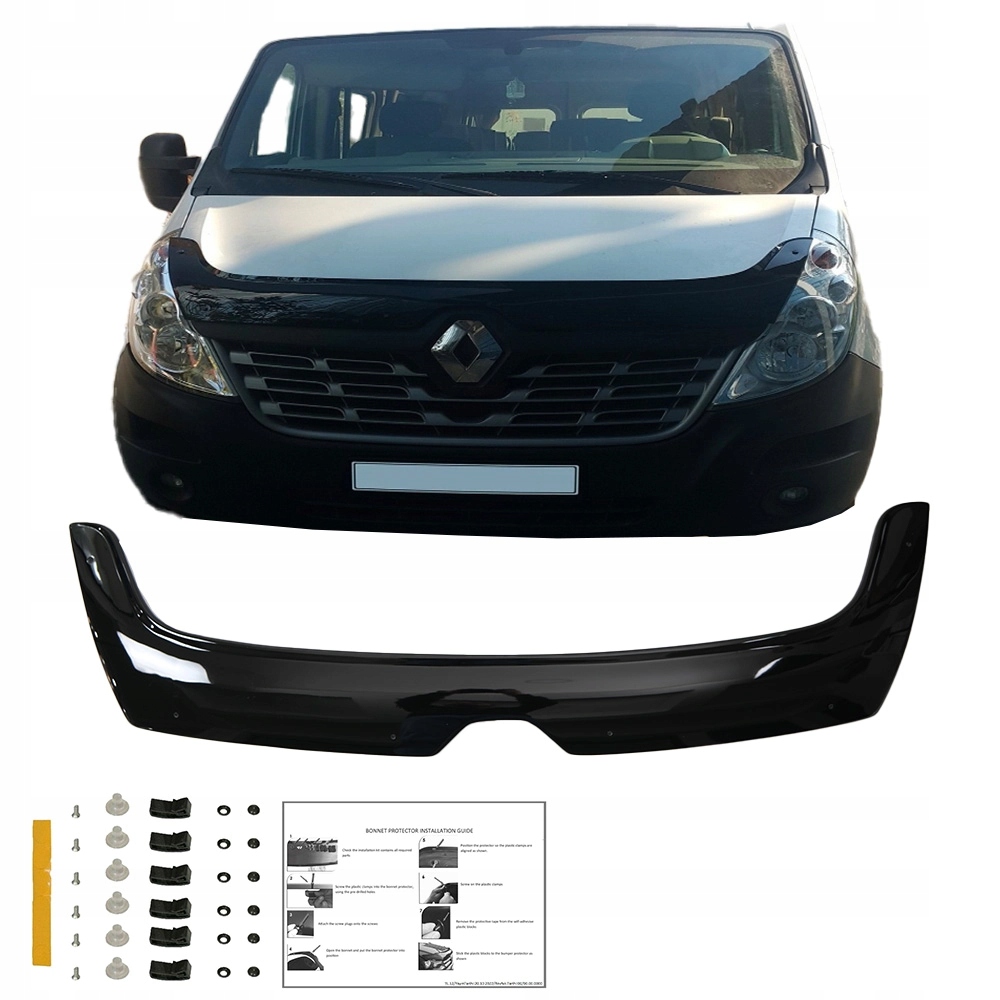 Купити Накладка капота вітровик до renault master 3 bus jv 2014-2018 чорний блиск