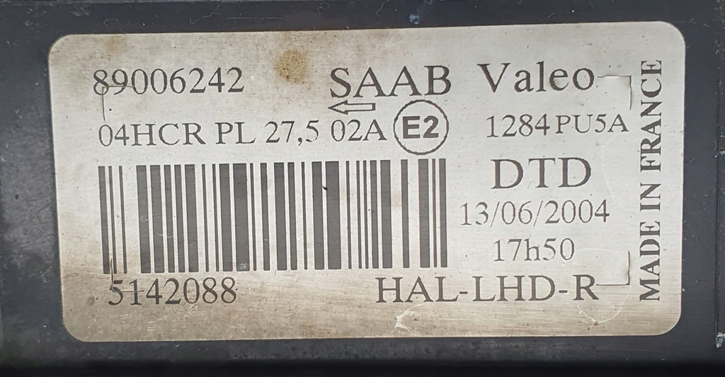 фото №7, Лампа права передня перед saab 9-5 95 5142088 eu