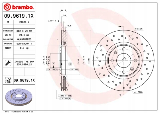 фото №3, Гальмівні диски гальмівні колодки перед brembo citroen ds5