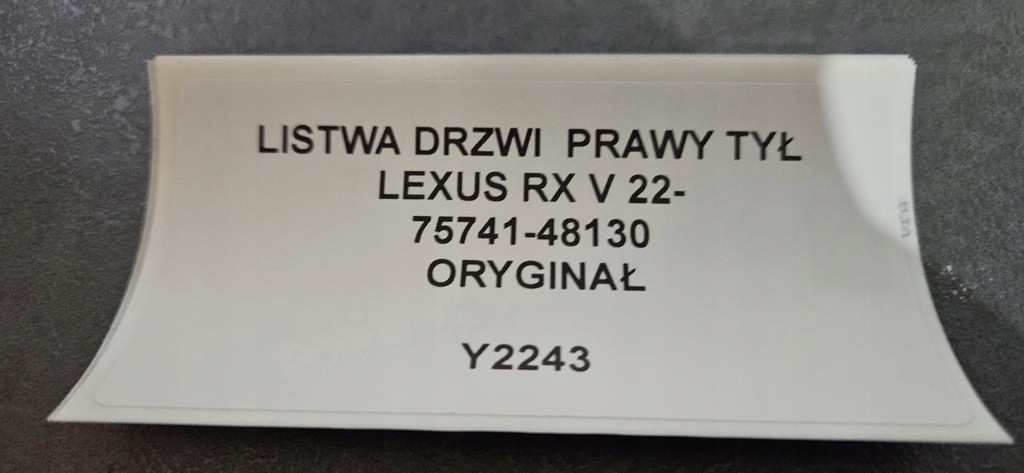 фото №5, Молдинг двері правий задня lexus rx v 22- оригінал 75741-48130