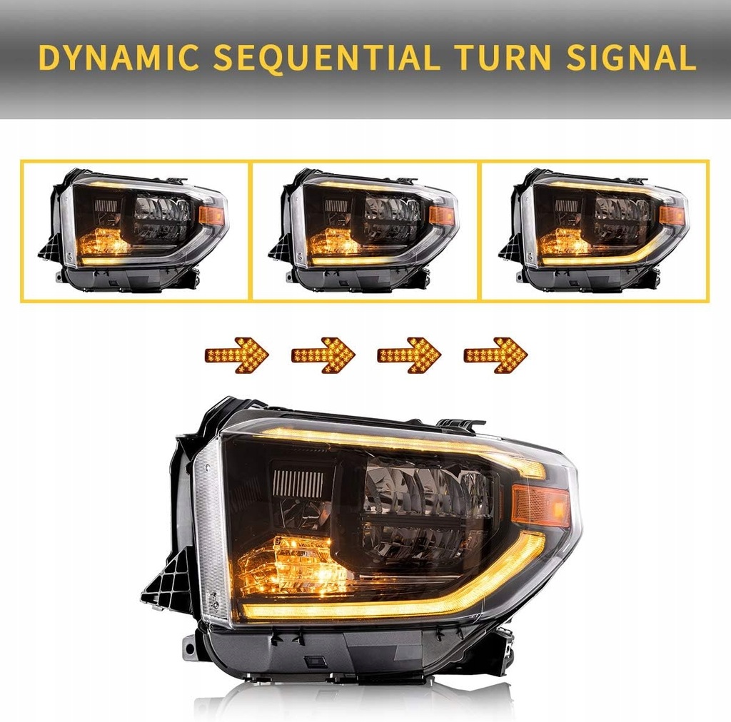 фото №6, Toyota tundra 2014-2018 лампа лампы чёрные левая + правая комплект с led vland