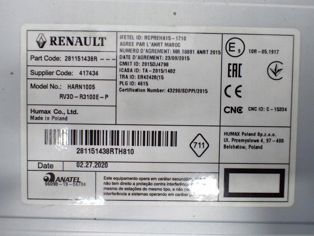 фото №7, Радио mp3 usb bluetooth оригинал 281151438r dacia duster ii 20r