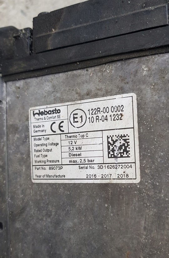 фото №1, Webasto ducato boxer jumper 2017