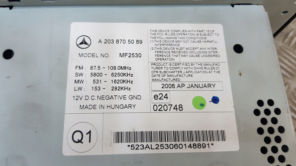фото №13, Mercedes w203 радио радиопроигрыватель cd a2038705089