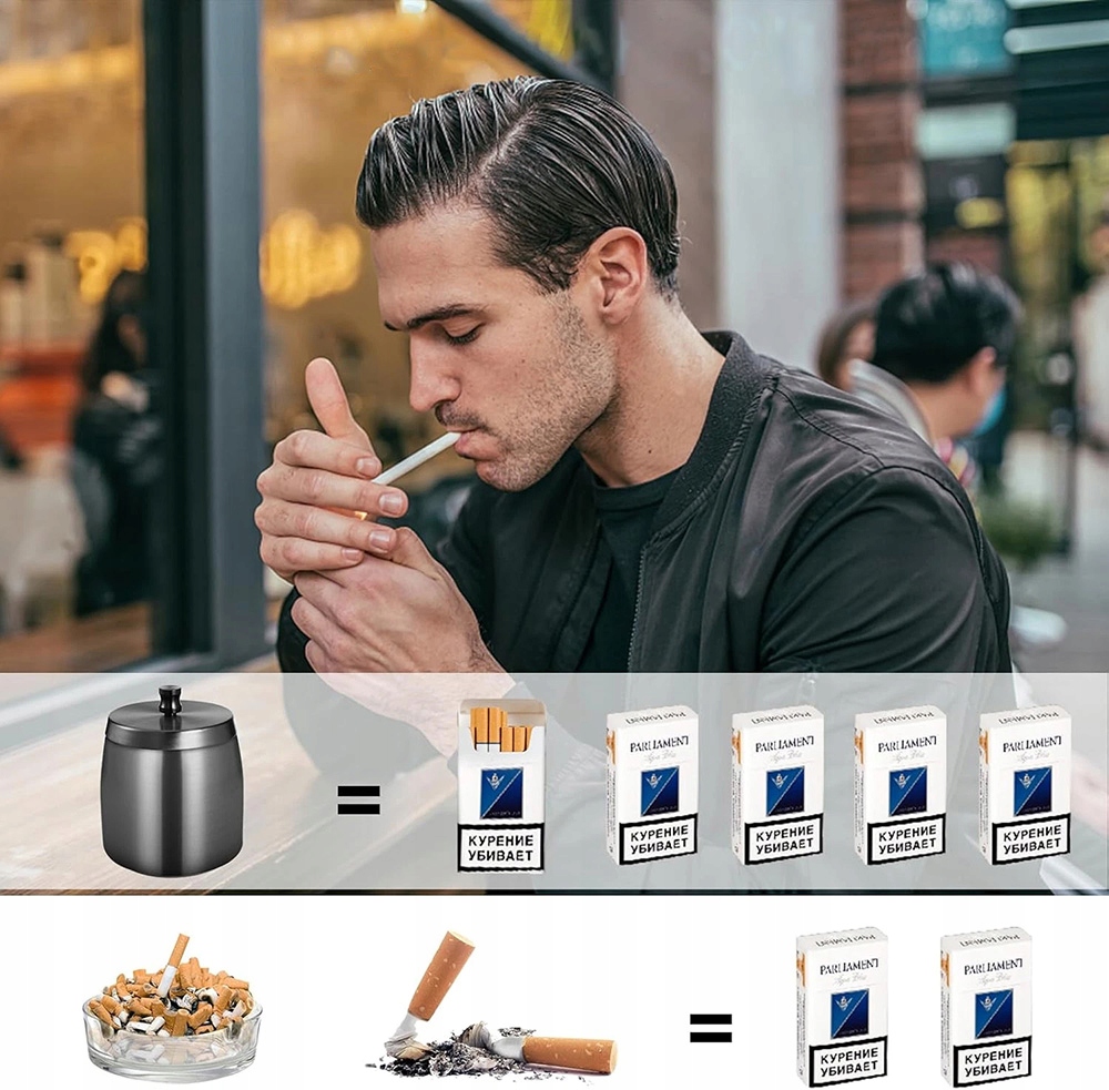 Купить Пепельница металлическая с крышка на taras balkon черная