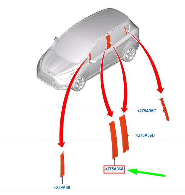 фото №1, Ford b-max b232 передня частина left door середня стійка trim панель applique 1782192