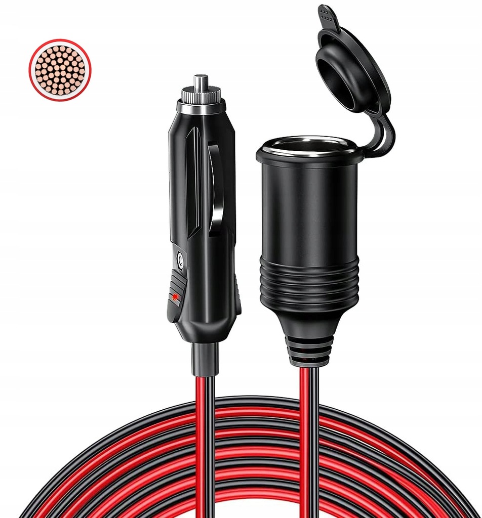 фото №9, Przedłużacz разъём прикуривателя 300 cm. прочный 15a штекер разъём 16awg медь