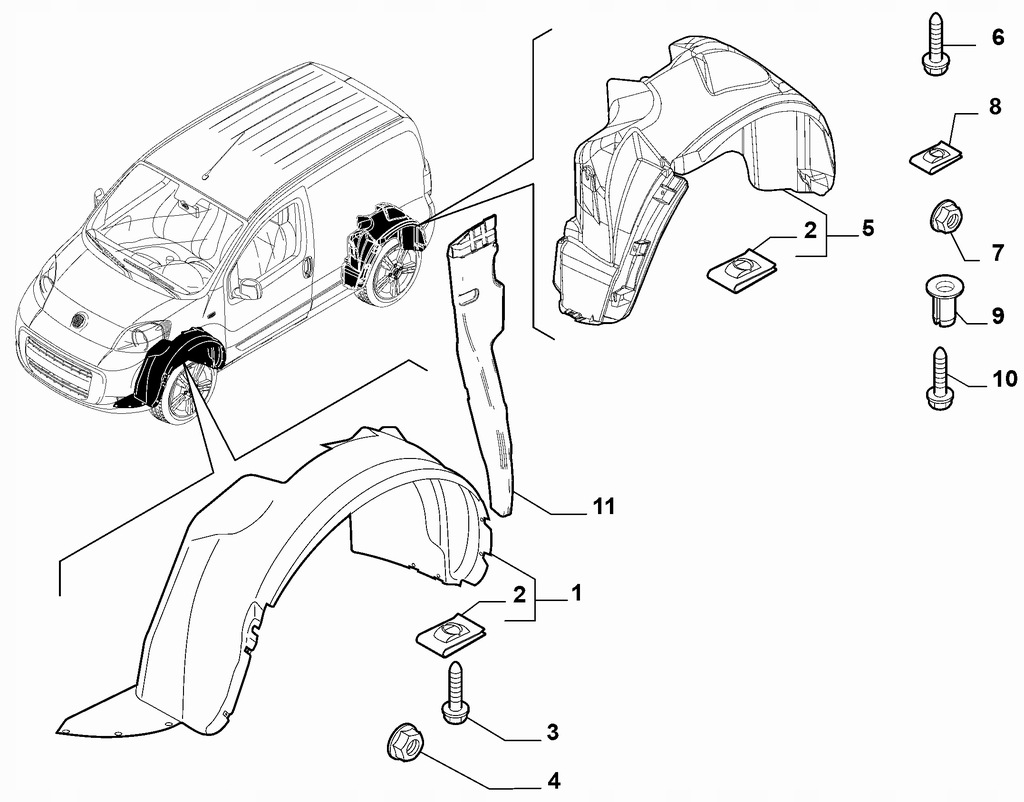 фото №11, Подкрылок правое задняя задние fiat qubo fiorino 2007-2024 7354680950e