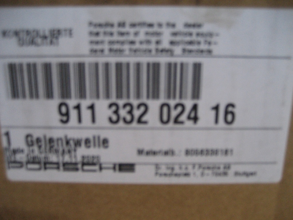 фото №5, Wał приводной do porsche 911 g 3.2 carrera задняя