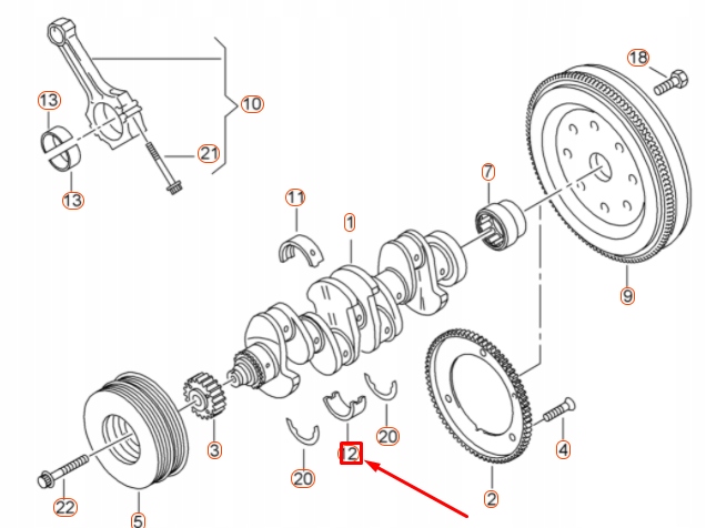 фото №9, Audi a3 8v lower колінвал підшипник shell 06h105591kbla