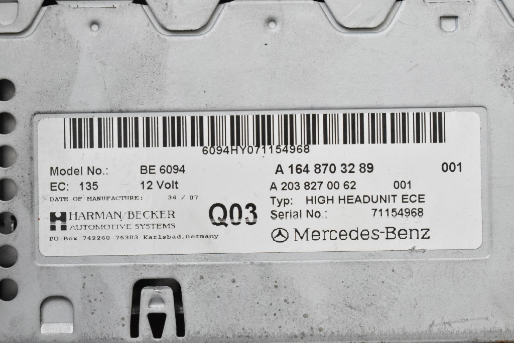 Радио радиопроигрыватель cd navi a1648703289 mercedes ml w164 05-08 с Разборки