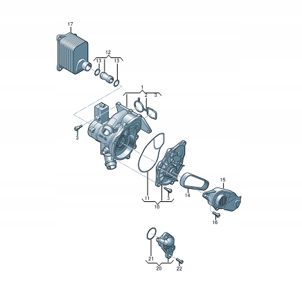 фото №1, Насос wody + термостат оригинальный номер 06l121111m + 06l121012l