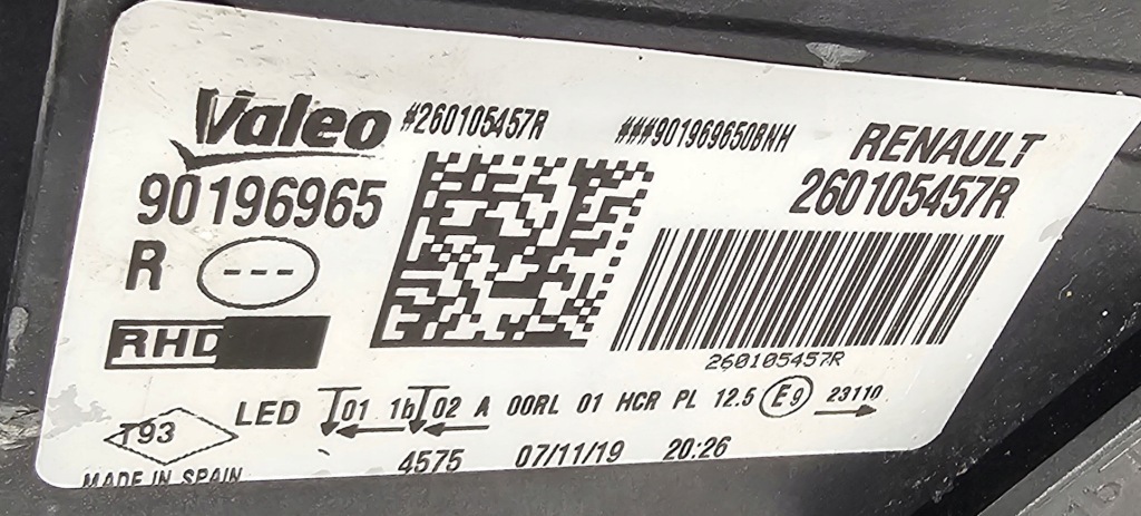 Новый оригинал  фара правый led pure vision renault megane iv 4 рестайлинг  2020- uk Цена