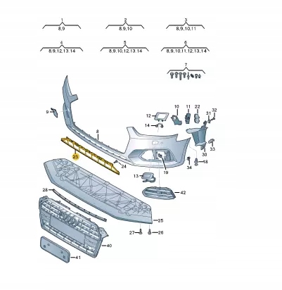 фото №7, Решітка радіатора передній нижній audi a5 f5 8w68076839b9 8w6807683 9b9