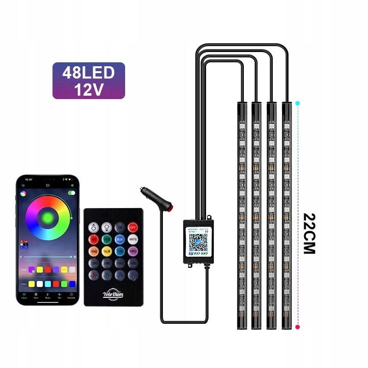фото №15, Стрічка led do автомобіля pro світлодіоди rgb освітлення салону автомобіля app pilot