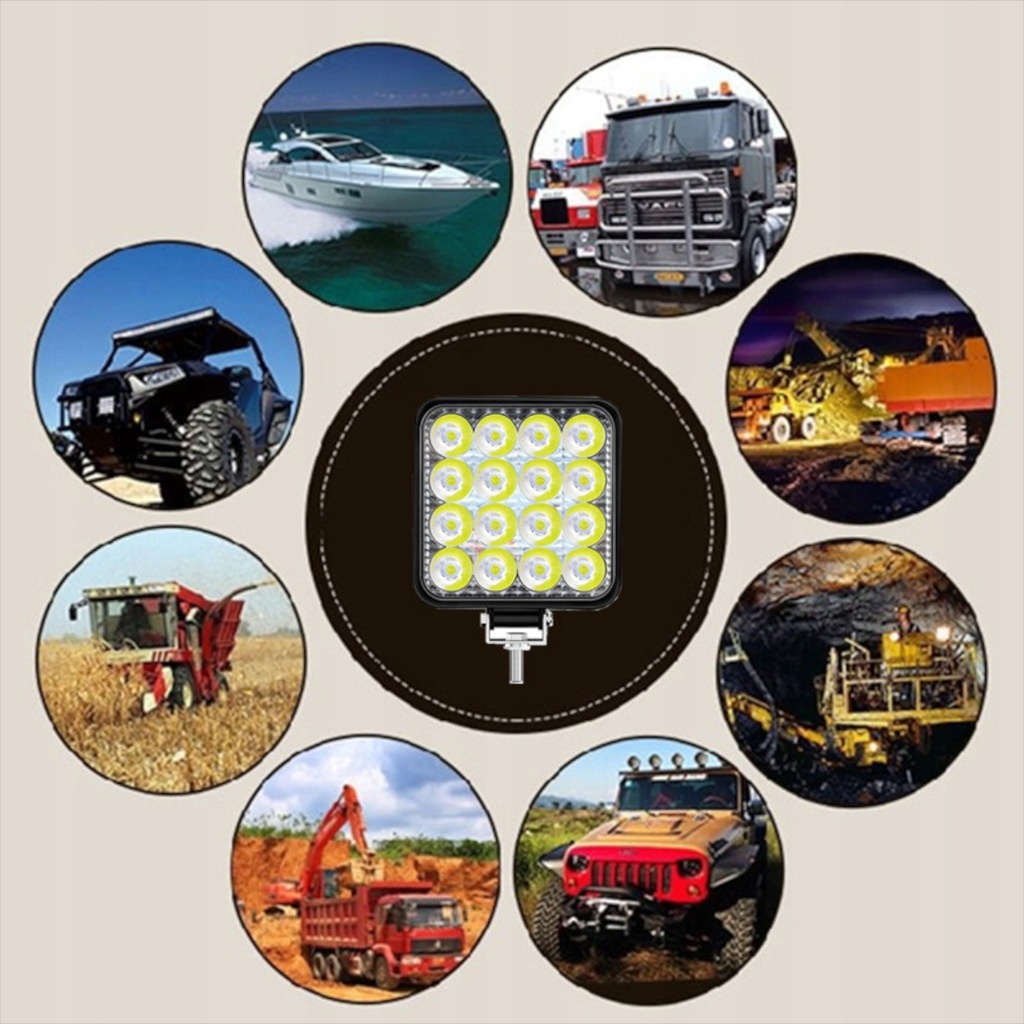 фото №4, Лампа робоча 16 led протитуманна фара 48w 12v 24v світлодіодна