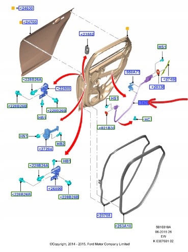 фото №1, Трос відкривання двері лівий задня ford focus mk3