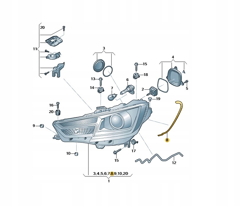 фото №2, Рамка ущільнювальна права оригінальний номер 8w0941192
