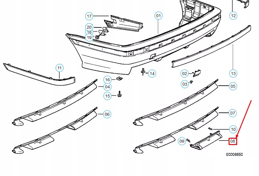 Bmw 3 e36 бампер задний m technic flap 51122233798 2233798 oem Киев