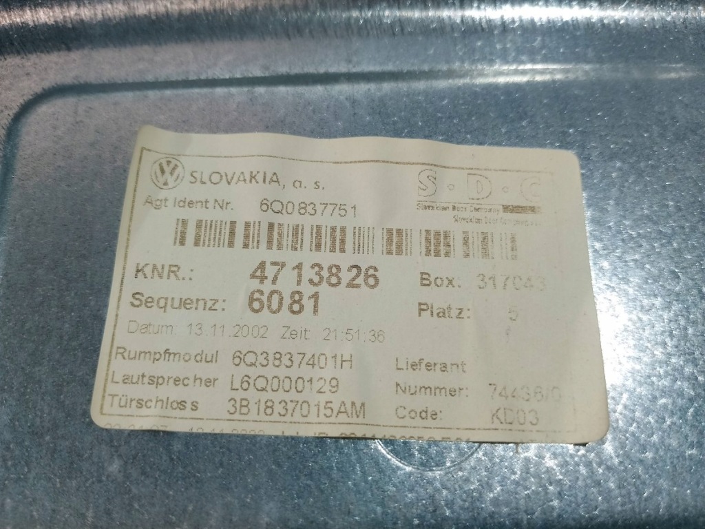 фото №6, Подъемник стекло левый перед ze рама vw polo 9n 6q3837401h 6q2959802a