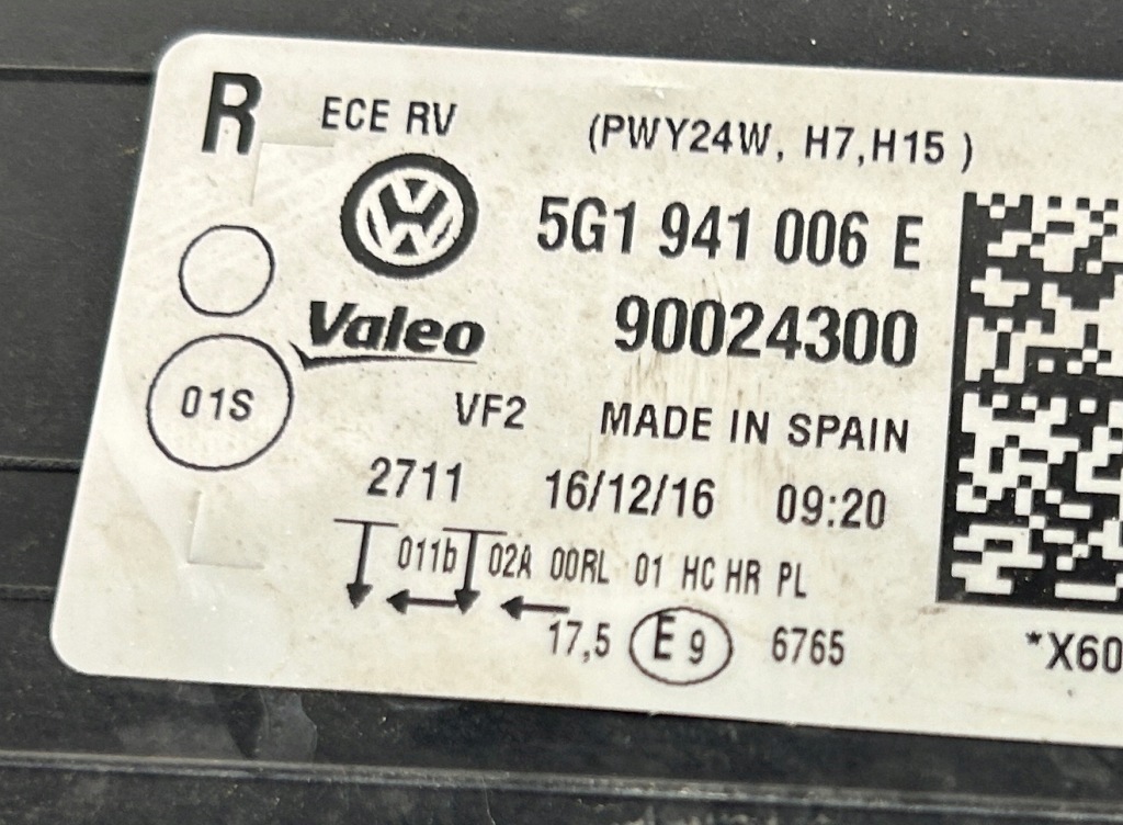 фото №10, Лампа правая перед vw golf vii 12- 5g1941006e