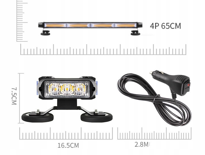 Stroboskop помаранчевий балка kogut 65cm 12v 24v 4 модулі евакуатор 4 сторони Доставка