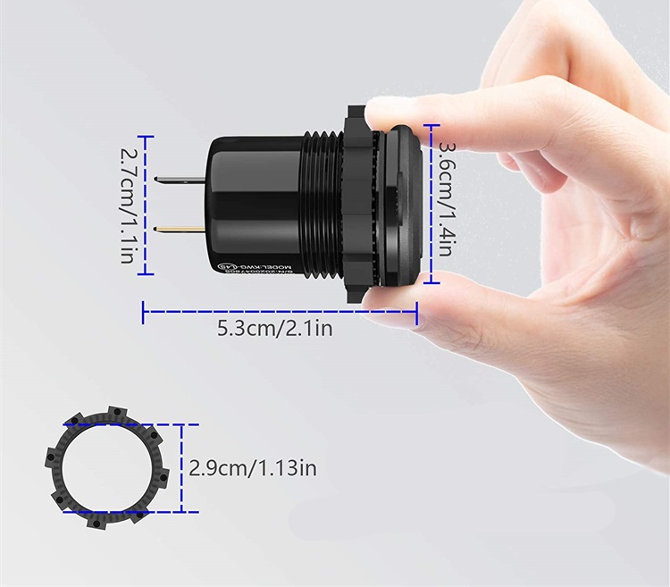 фото №12, Зарядное устройство woltomierz панель usb qc3.0 + 2x pd usb c 63w выключатель 12v 24v